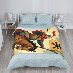 Coperta in flanella 280g stile verticale con motivo del guerriero antico