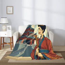 280g 수직 플란넬 담요 (고풍스러운 여인 패턴)