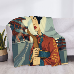 Couverture en flanelle de 280g avec impression unilatérale et motifs de style ancien