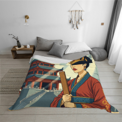Coperta in flanella da 280g con stampa su un lato e motivi in stile antico