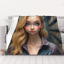 Coperta in flanella orizzontale 280g (Stile con stampa di bella ragazza)