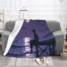 Coperta in flanella orizzontale da 280g stampata su un lato (Mare notturno al chiaro di luna)