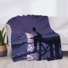 Coperta in flanella orizzontale da 280g stampata su un lato (Mare notturno al chiaro di luna)