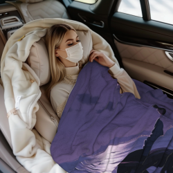 Couverture en flanelle horizontale de 280g imprimée d'un seul côté (Mer nocturne au clair de lune)