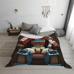 Coperta in flanella 280g con motivo Transformers, comoda e pratica