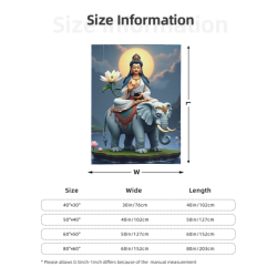 Couverture en flanelle verticale 280g avec motif de Guanyin chevauchant un éléphant