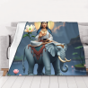 Manta de franela de 280g con estampado de una cara de Guanyin montando un elefante