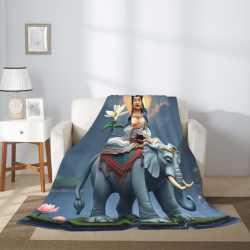 관음보살 코끼리 탄 모양의 280g 수직 플란넬 담요
