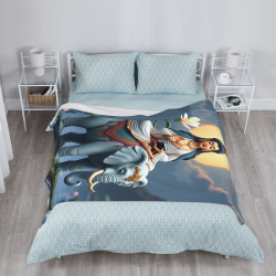Couverture en flanelle verticale 280g avec motif de Guanyin chevauchant un éléphant