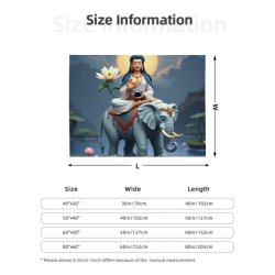 280g Single - Sided Printed Flannel Blanket with Guanyin Riding an Elephant Pattern