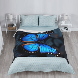 280g Vertikale Flanell-Decke mit blauem Schmetterlingsdruck