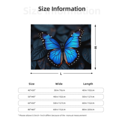 280g Single - sided Printed Blue Butterfly Flannel Blanket, Comfortable, Warm and Suitable for Multiple Scenarios