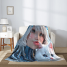 280g 세로형 플란넬 담요, 사랑스러운 소녀와 고양이 프린트