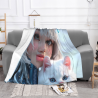 280g 横型フランネルブランケット: 美少女とかわいい猫のデザイン、温かなお供