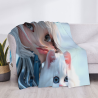 280g 수평 플란넬 담요: 아름다운 소녀와 귀여운 고양이 패턴, 따뜻한 동반