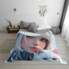 280g 横型フランネルブランケット: 美少女とかわいい猫のデザイン、温かなお供
