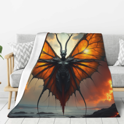 Coperta in flanella verticale 280g stampata su un lato con motivo a forma di farfalla demoniaca