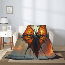 Couverture en flanelle verticale 280g imprimée recto avec motif de démon en forme de papillon