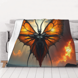 280g Horizontal Mysterious Butterfly - like Monster Print Flannel Blanket