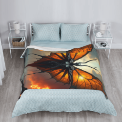 Manta de franela vertical de 280g con estampado unilateral de patrón de demonio en forma de mariposa