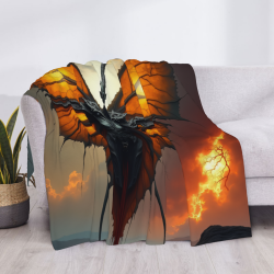 Couverture en flanelle horizontale 280g avec imprimé de monstre mystérieux semblable à un papillon