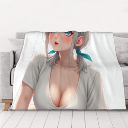 사랑스러운 애니메이션 소녀 프린팅 280g 수평 플란넬 담요