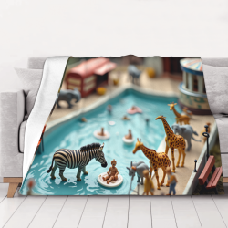 280g Horizontal Zoo Pool Pattern Flannel Blanket