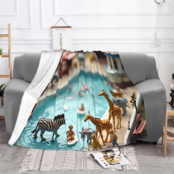 280g Horizontal Zoo Pool Pattern Flannel Blanket