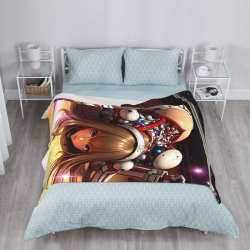 Couverture en flanelle verticale 280g avec motif de fille anime