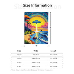 280g Vertical UFO Beach Pattern Flannel Blanket