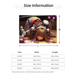 Couette en Flanelle avec Impression de Fille d'Anime 280g