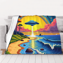 Manta de franela con paisaje oceánico soñado - Okomall