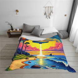 Coperta in flanella paesaggio oceanico onirico - Okomall