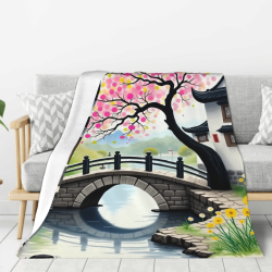 280g Vertical - style Single - sided Printed Flannel Blanket (Chinese - style Landscape)