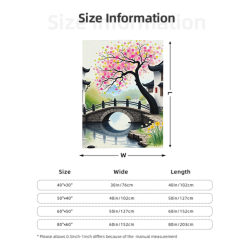 280g 縦型・スタイルの片面プリント 刷毛毛布 (中国風風景)