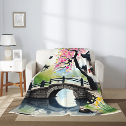 Coperta in flanella 280g stile verticale - paesaggio cinese