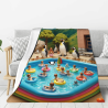 Manta de franela vertical de 280g con diseño divertido de piscina y pingüinos