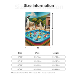 280g Vertical Flannel Blanket with Fun - filled Pool and Penguin Pattern
