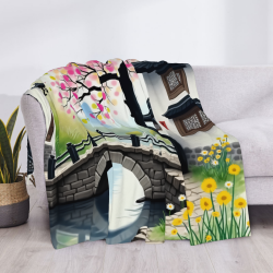 Coperta in flanella orizzontale 280g con motivo paesaggio stile cinese