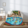 280g Vertical Flannel Blanket with Fun - filled Pool and Penguin Pattern