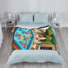 280g Vertical Flannel Blanket with Fun - filled Pool and Penguin Pattern