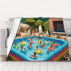 280g Horizontales Flanell-Decke (Lustiges Pool-Pinguin-Muster)