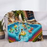 280g Horizontal Flannel Blanket (Fun Pool Penguin Pattern)