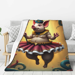Couverture en flanelle verticale 280g avec motif adorable de cochon