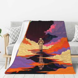 280g Vertical Astronaut Pattern Flannel Blanket