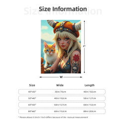 280g Vertical Flannel Blanket: Anime Girl and Cat Pattern
