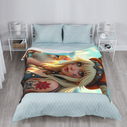 Couette Flanelle Verticale 280g : Motif Fille Anime et Chat