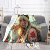 Couverture en flanelle horizontale 280g à motif fille et chat