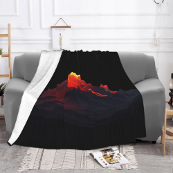 280グラムの横型片面印刷火山柄フラネルブランケット