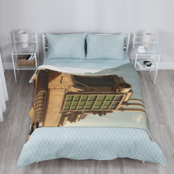 Couette Flanelle Verticale 280g (Motif Mécanique Science-Fiction)